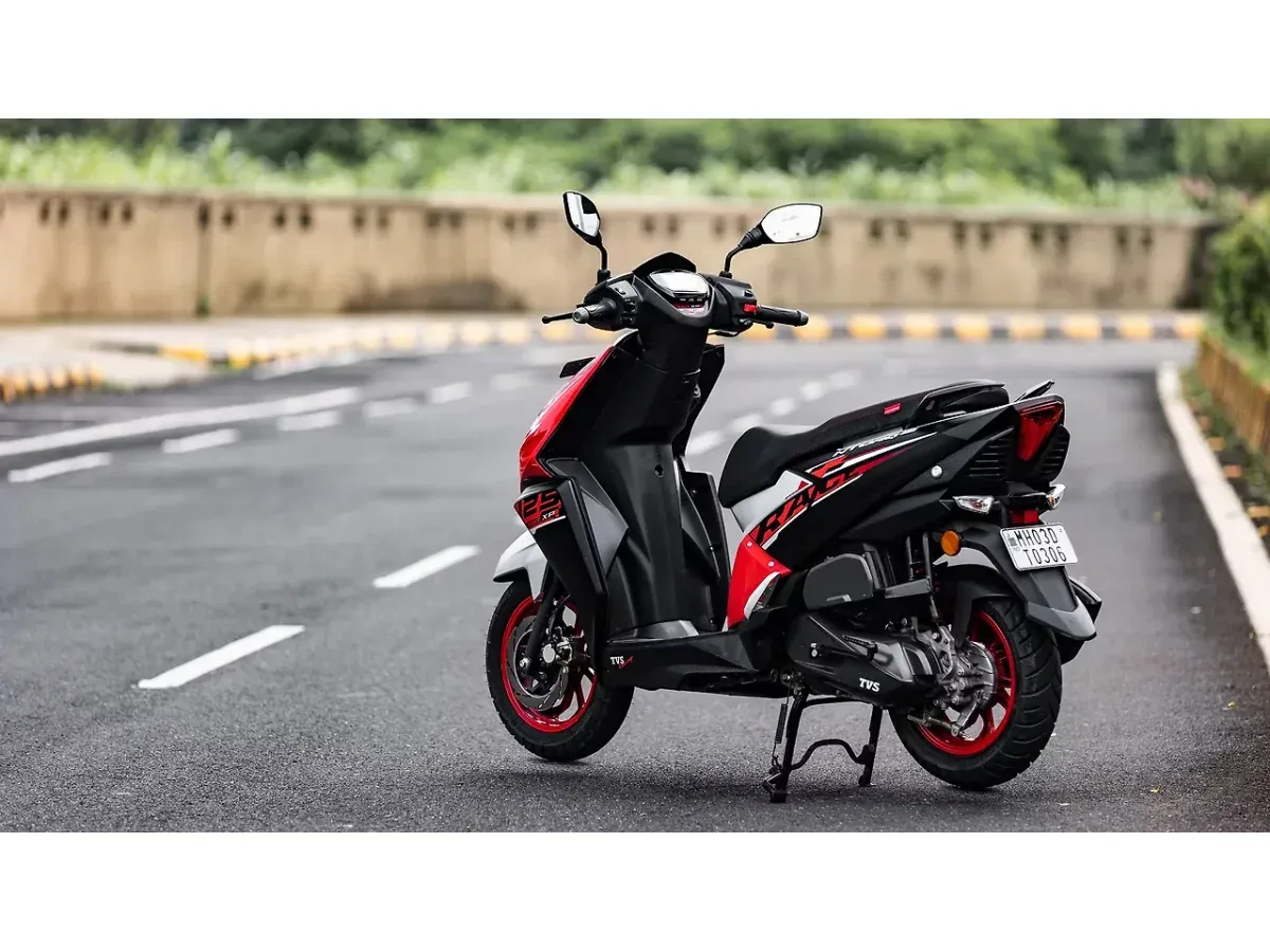 TVS Ntorq 125 left rear three-quarter view