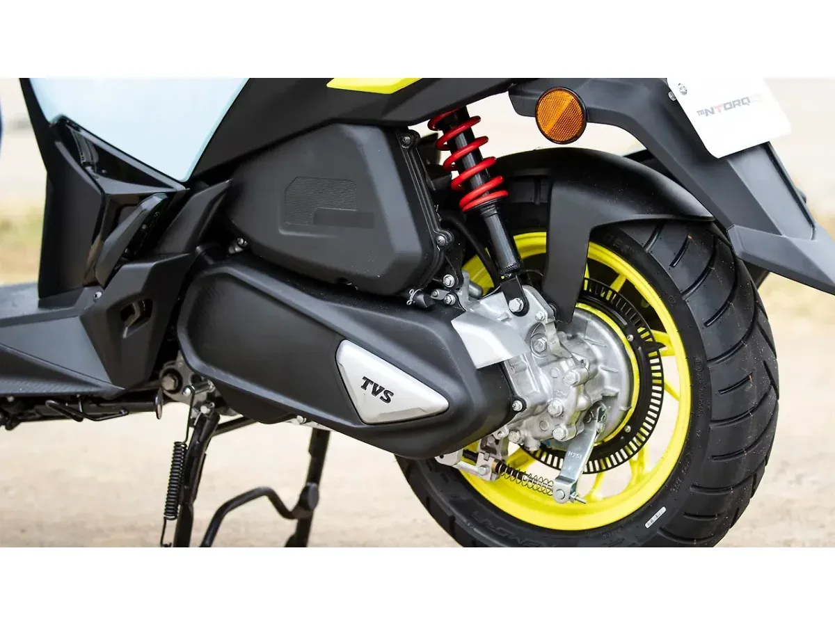 TVS Ntorq 150 engine and rear wheel assembly