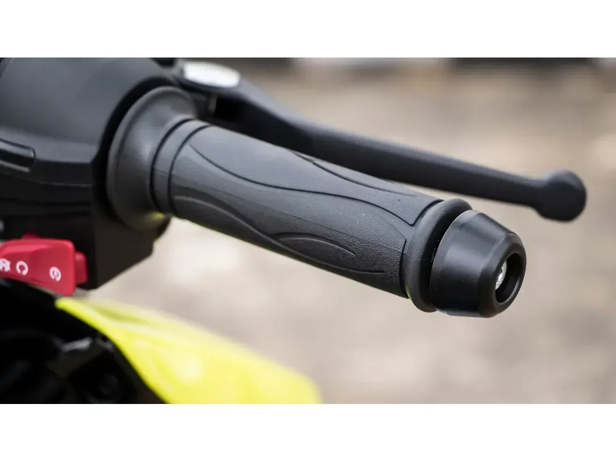 Close-up of the TVS Ntorq 150 handlebar and bar-end weight
