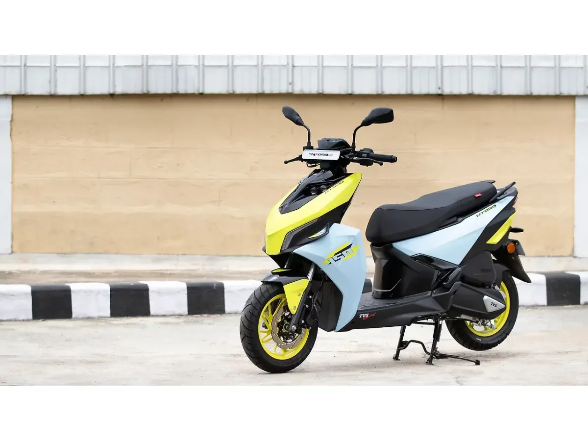 TVS Ntorq 150 in a left front three-quarter view