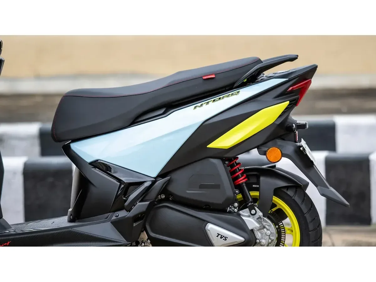 Close-up of the TVS Ntorq 150 left side body panel