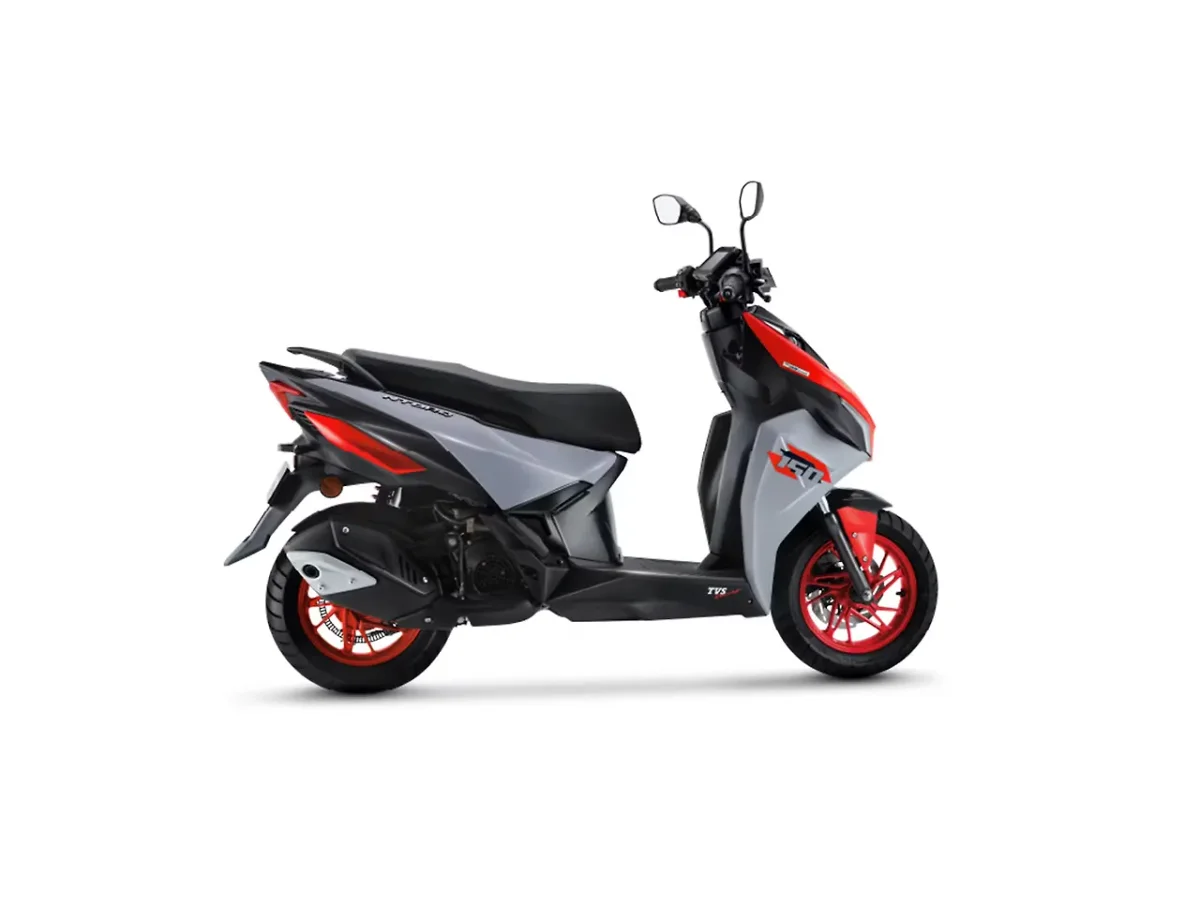 TVS Ntorq 150 in Racing Red with red wheels
