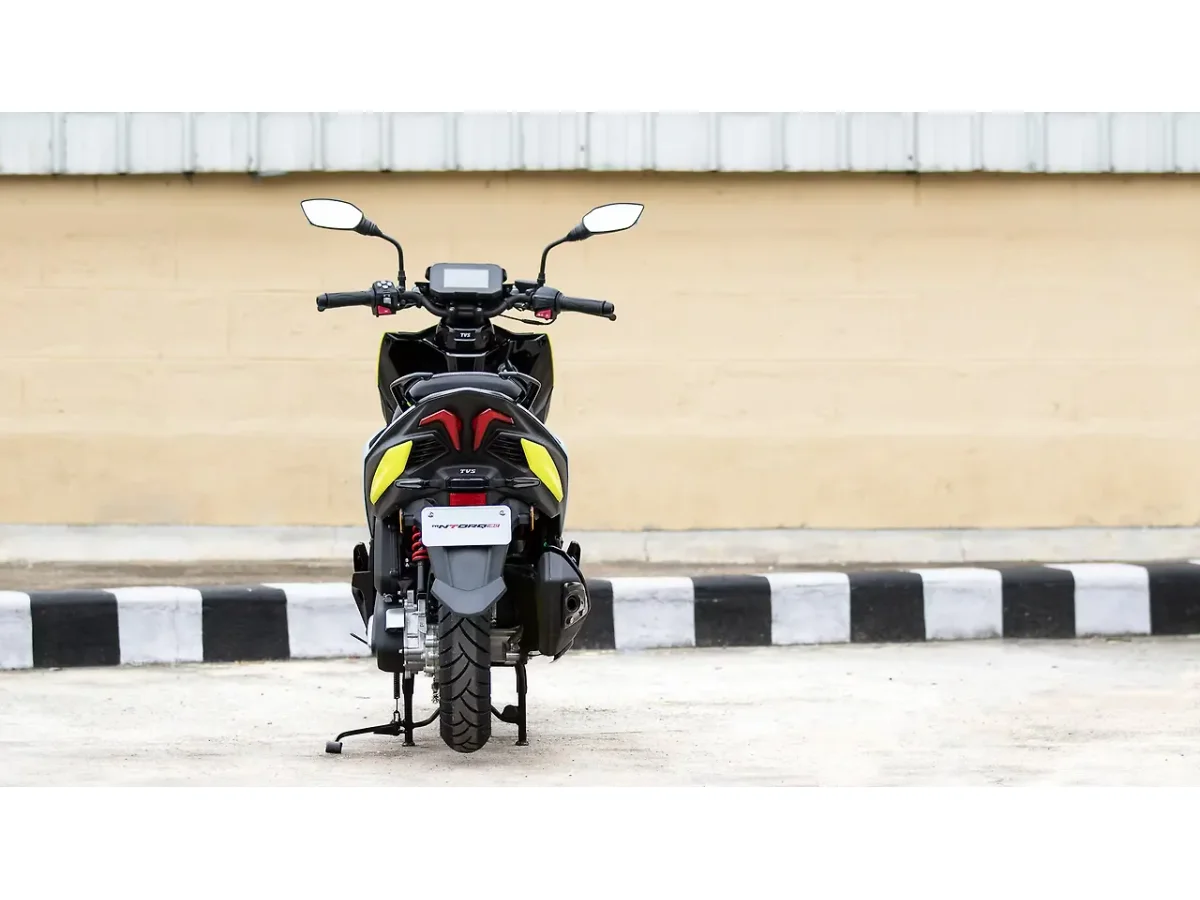 TVS Ntorq 150 viewed from the rear