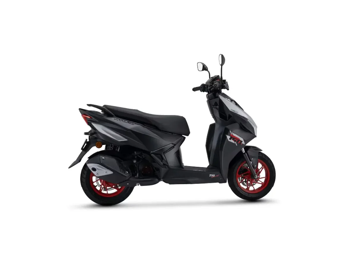 TVS Ntorq 150 in Stealth Silver with red wheels
