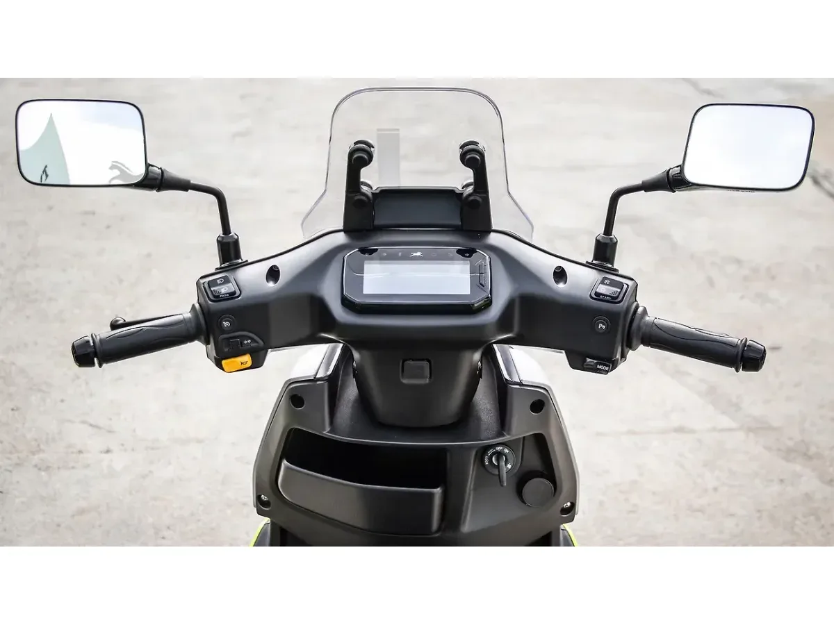 TVS Orbiter handlebar, mirrors and digital instrument cluster