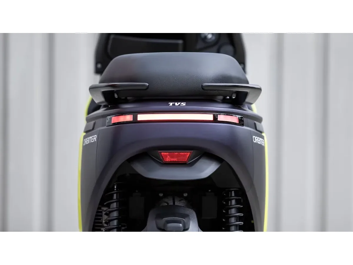 Close-up of the TVS Orbiter rear turn indicators and tail lamp