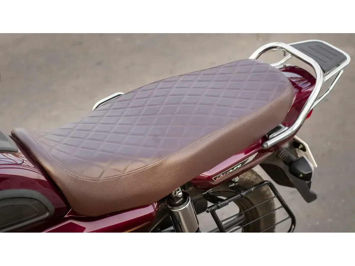 Close-up of the TVS Radeon motorcycle seat