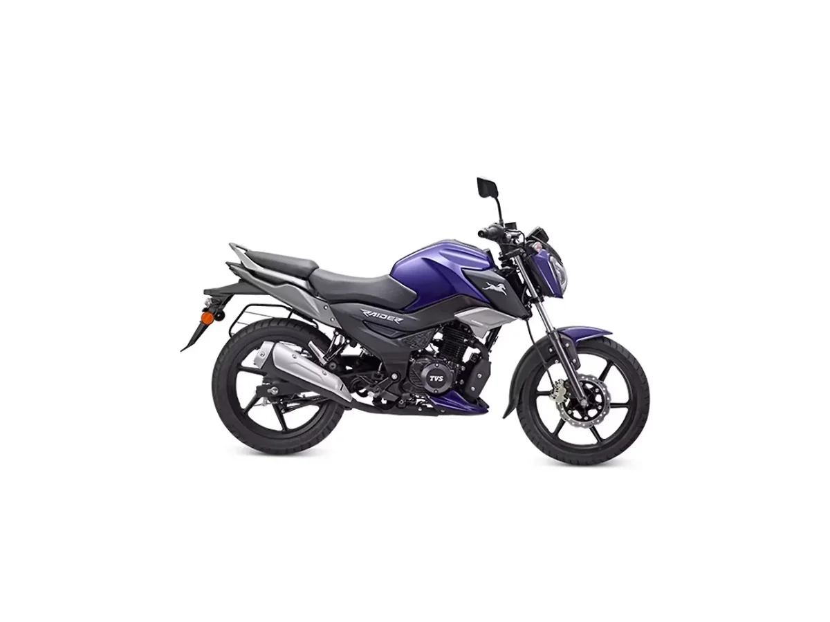 TVS Raider 125 in Blazing Blue side profile