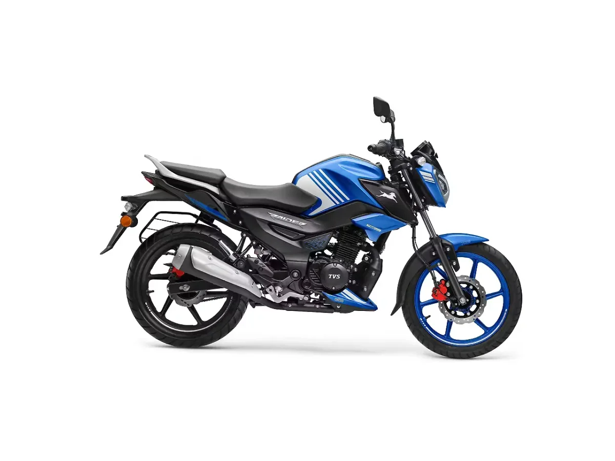 TVS Raider 125 in Metallic Blue side profile