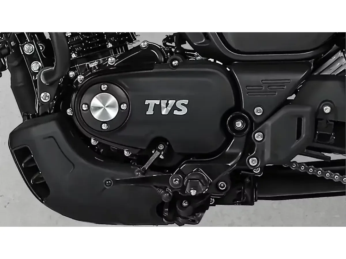 Close-up of the TVS Ronin engine from the right side