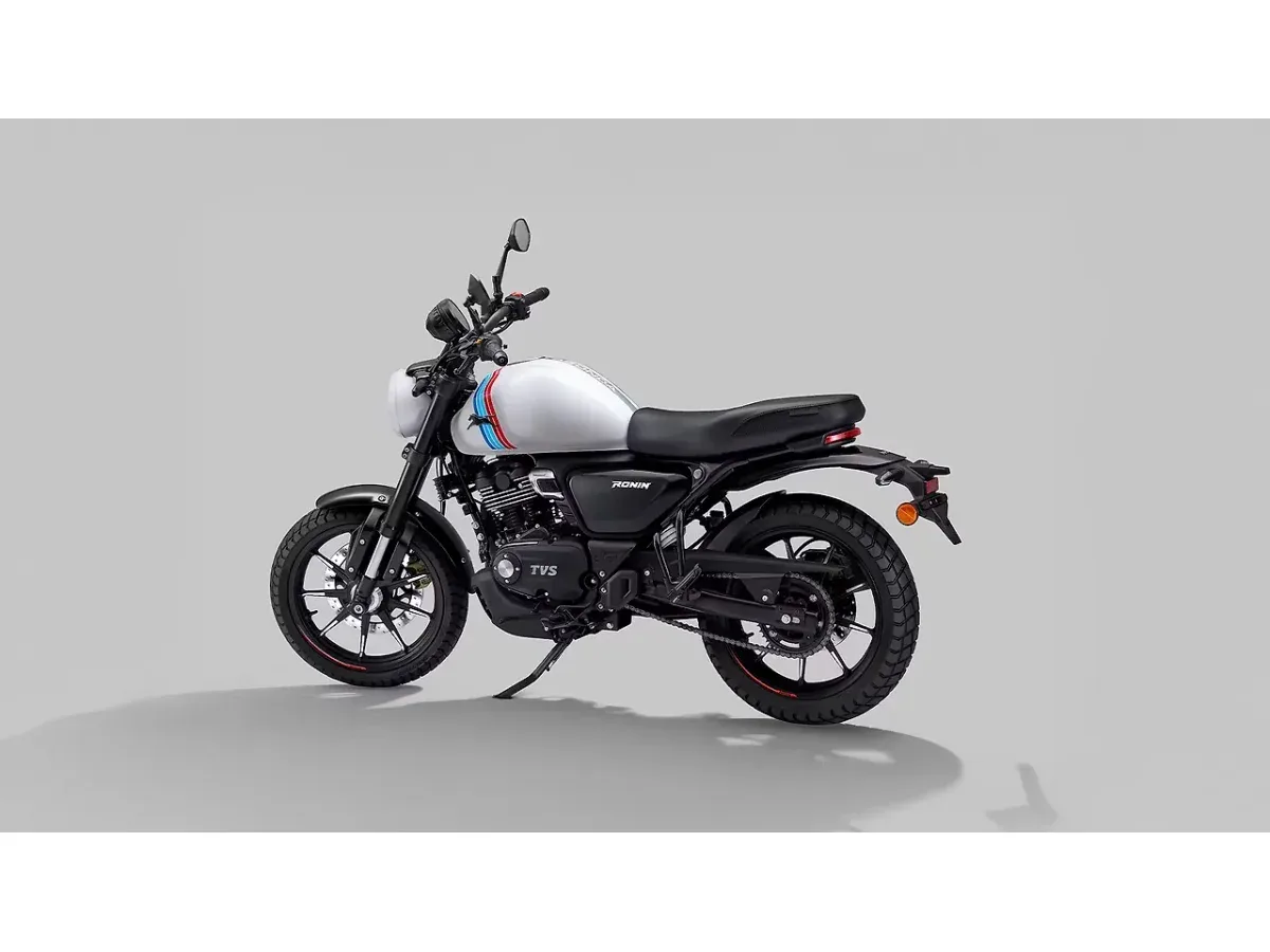 TVS Ronin in a left rear three-quarter view
