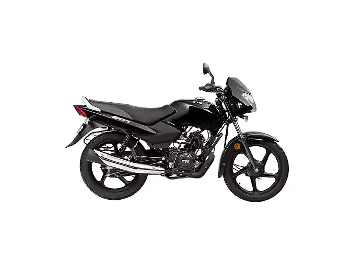 TVS Sport motorcycle in black shown in side profile