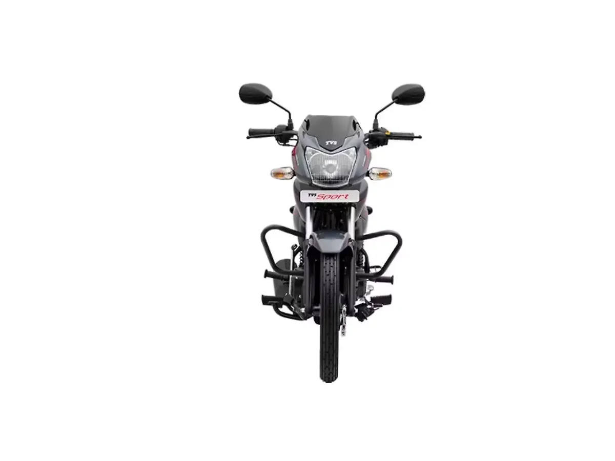 Front view of the TVS Sport motorcycle