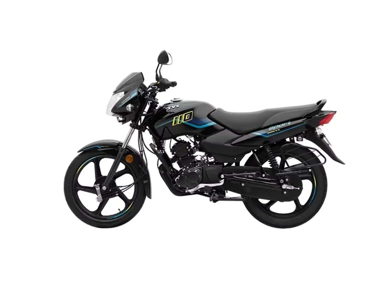 Left side view of the TVS Sport motorcycle