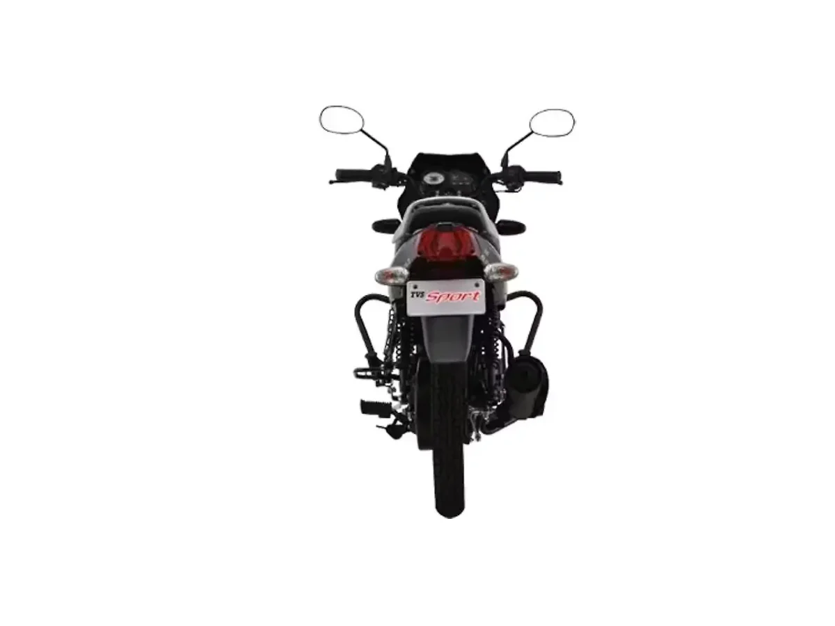 Rear view of the TVS Sport motorcycle