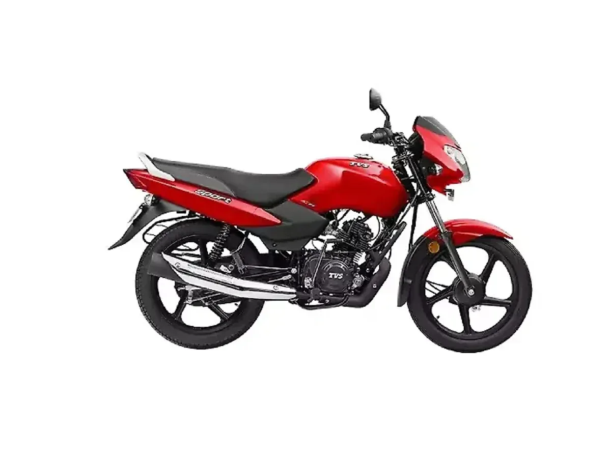 TVS Sport motorcycle in red shown in side profile