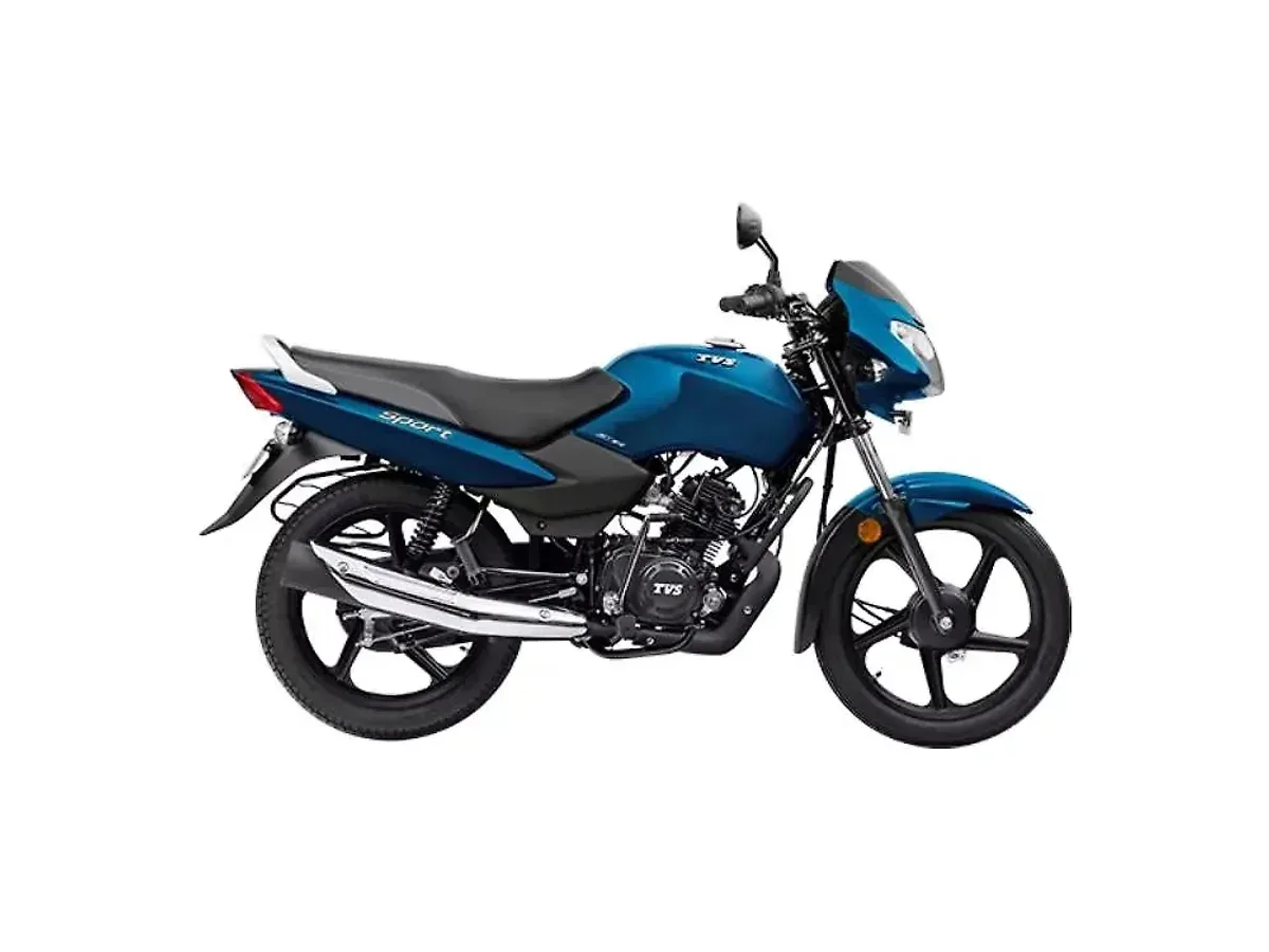 TVS Sport motorcycle in Starlight Blue shown in side profile