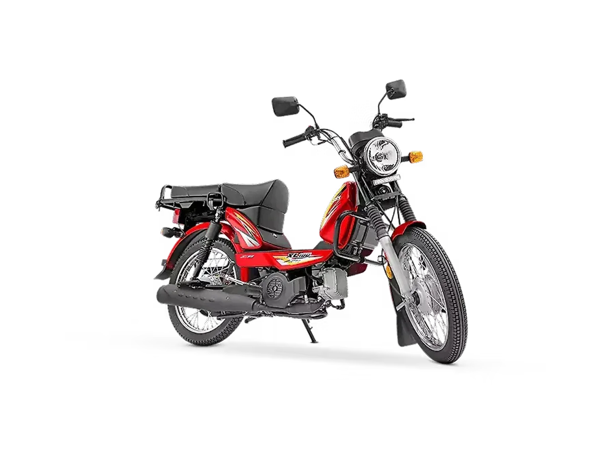 TVS XL100 Heavy Duty in Ebony Black shown from the front three-quarter angle