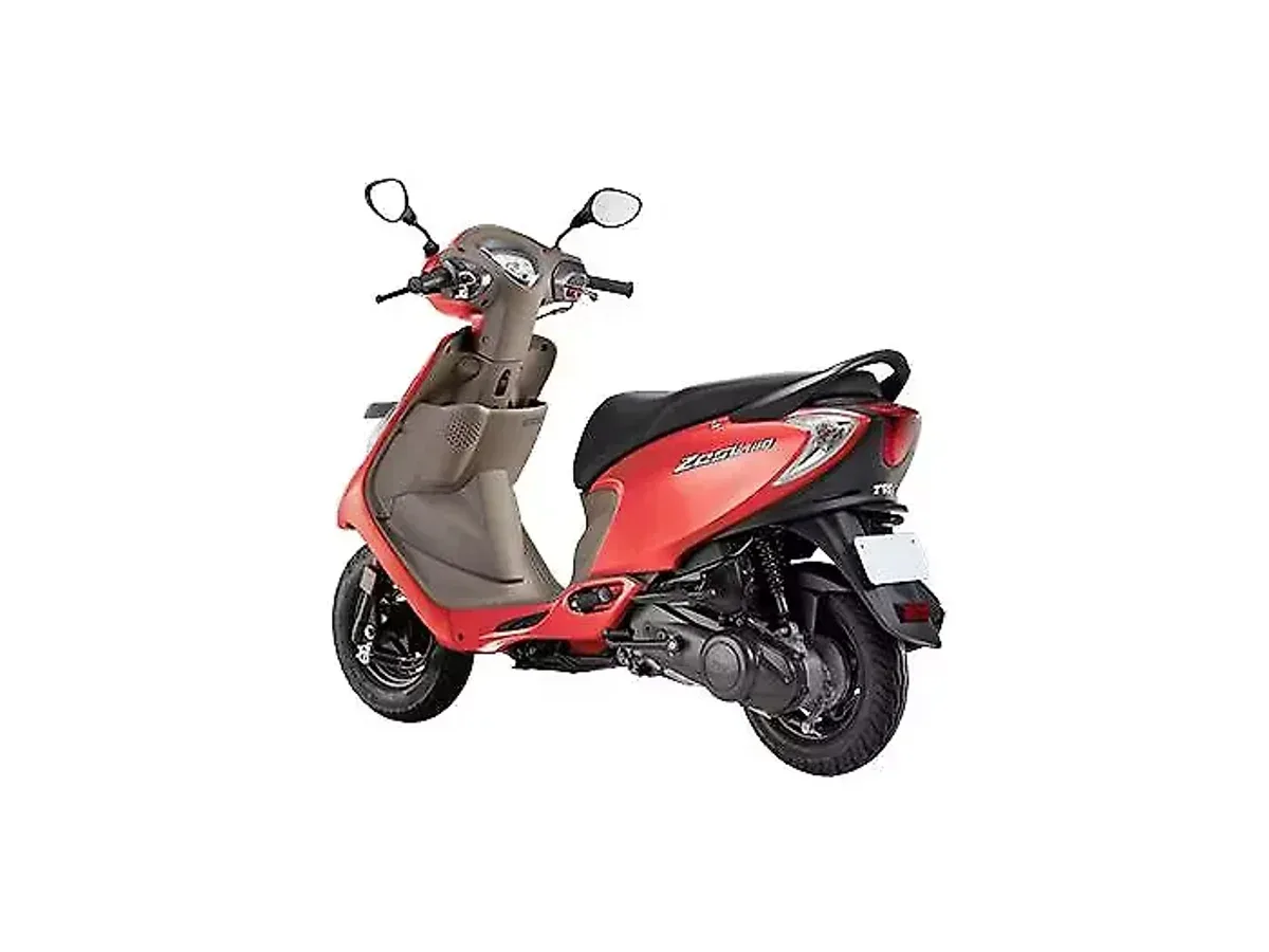 Left rear three-quarter view of the TVS Zest 110 scooter