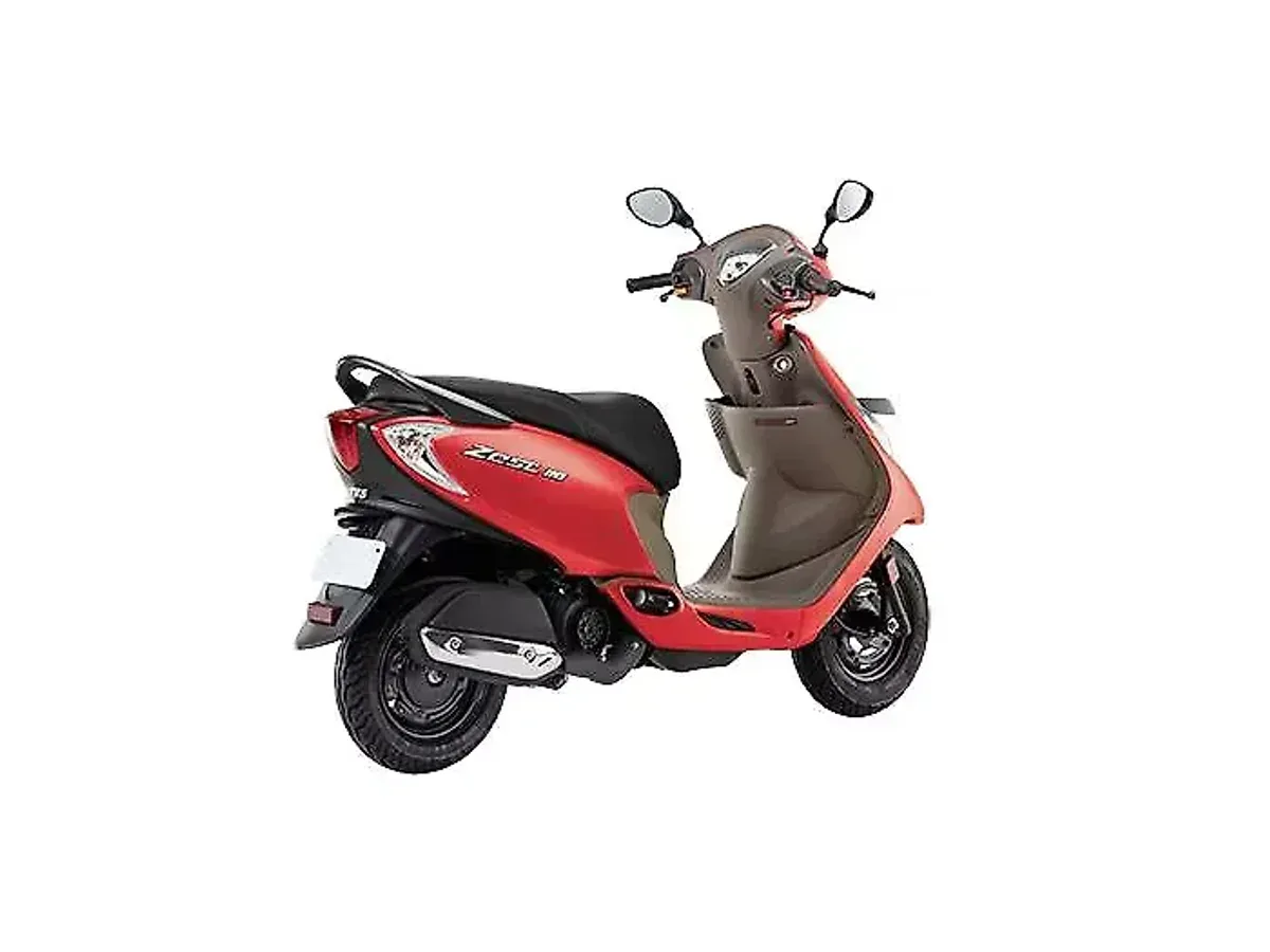 Right rear three-quarter view of the TVS Zest 110 scooter