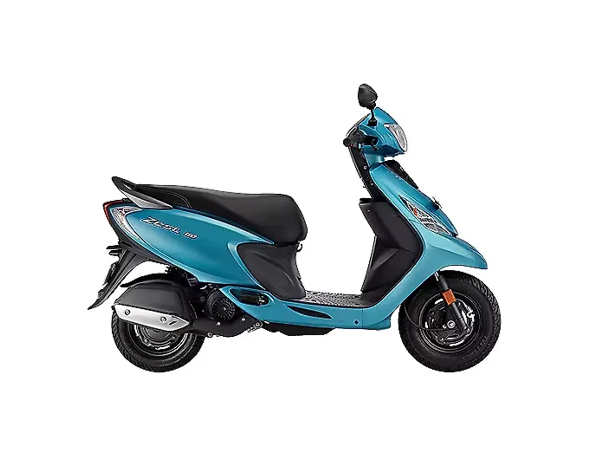 TVS Zest 110 in Turquoise Blue shown in side profile