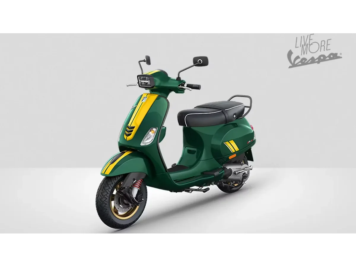 Vespa SXL 125 in green shown in side profile