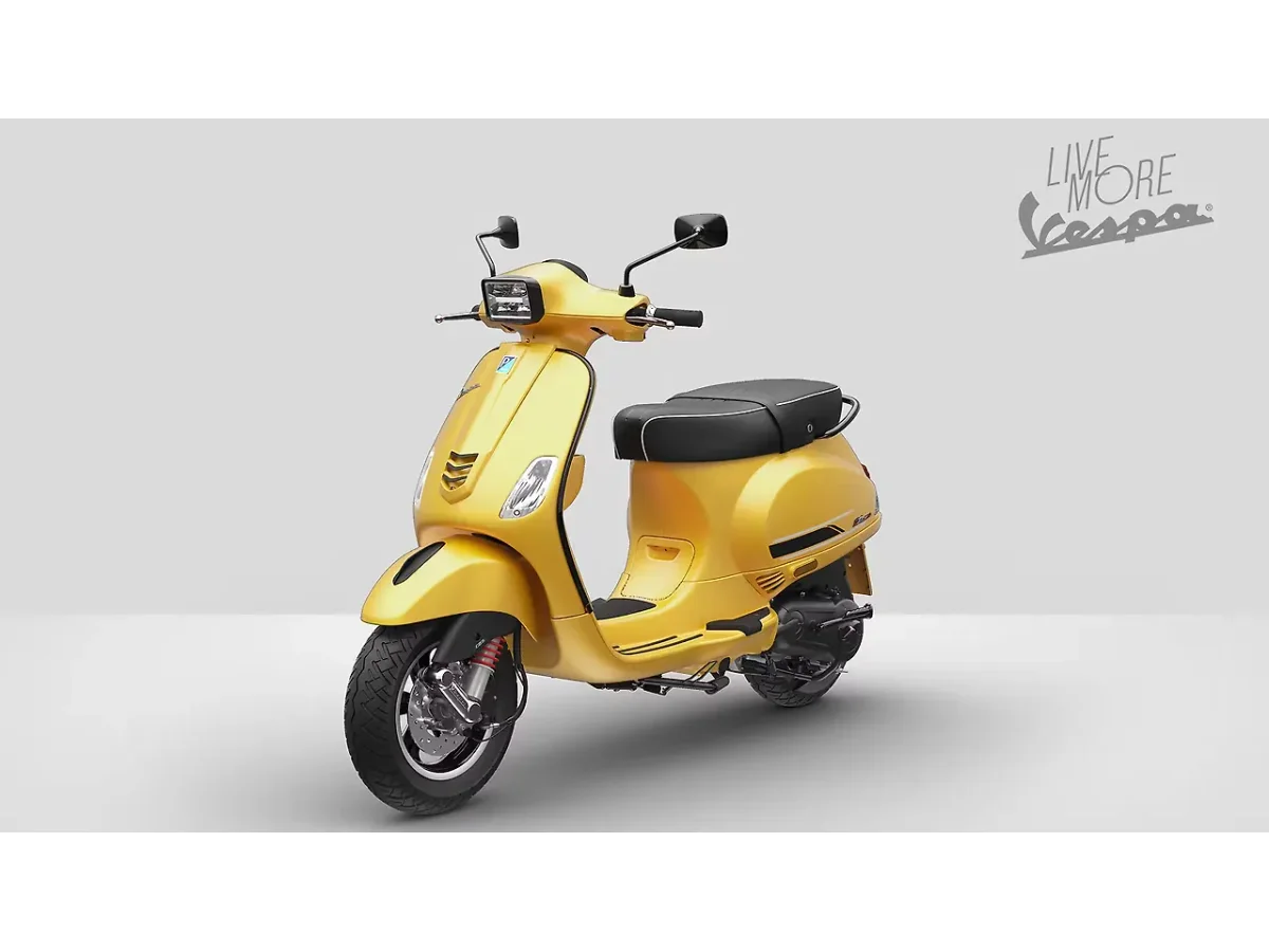 Vespa SXL 125 in Matte Yellow shown in side profile