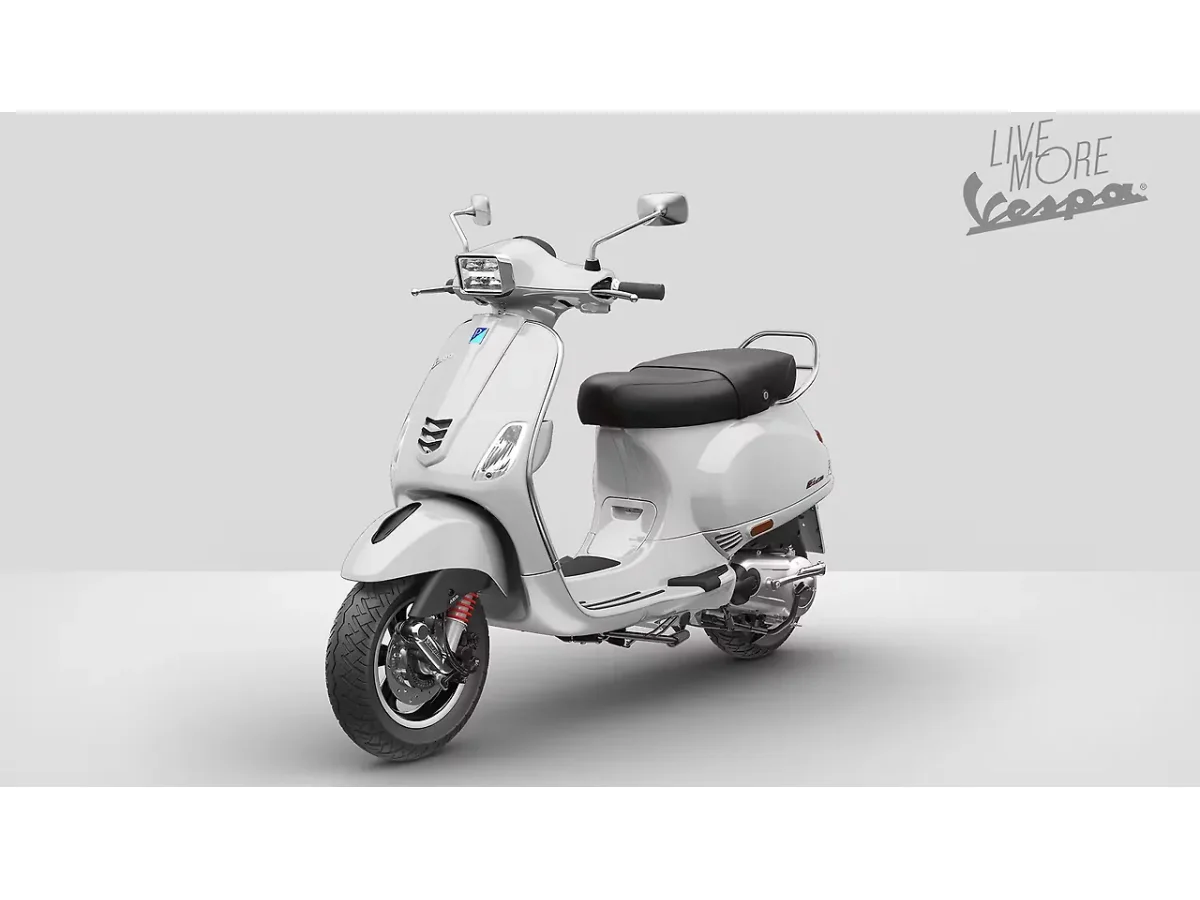 Vespa SXL 125 in Pearl White shown from the side