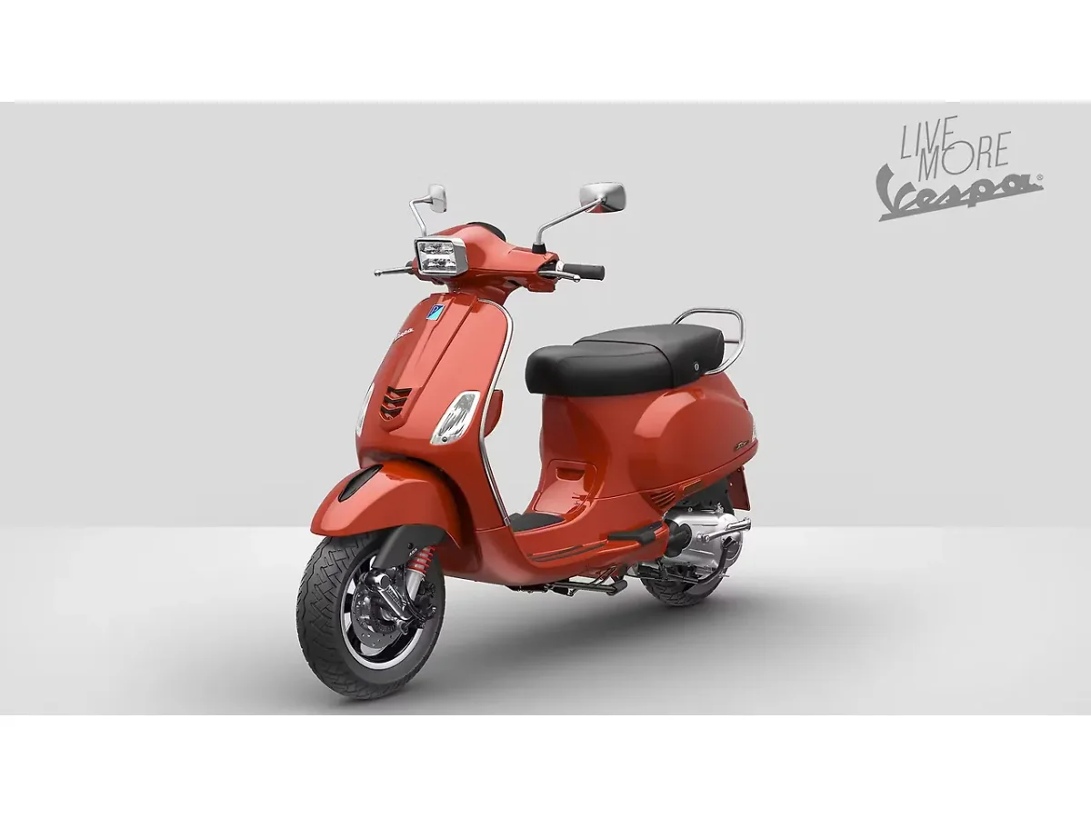 Vespa SXL 125 in Tuscany Orange shown from the side