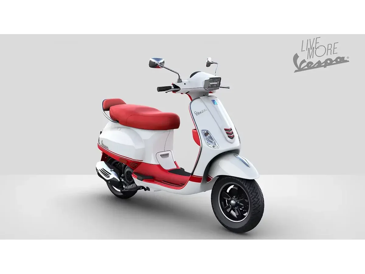 Vespa SXL 150 in Pearl White with matte red accents