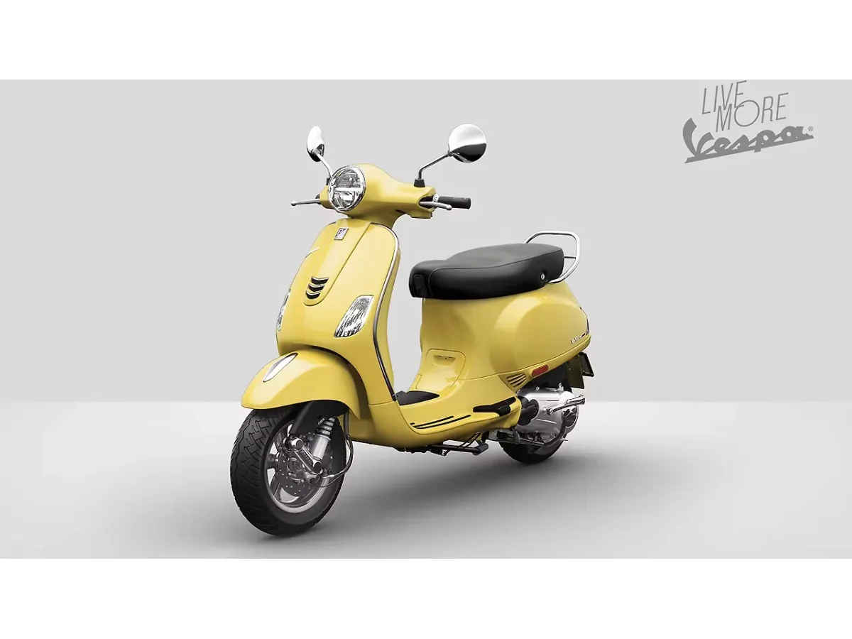 Vespa VXL 125 in yellow shown in side profile