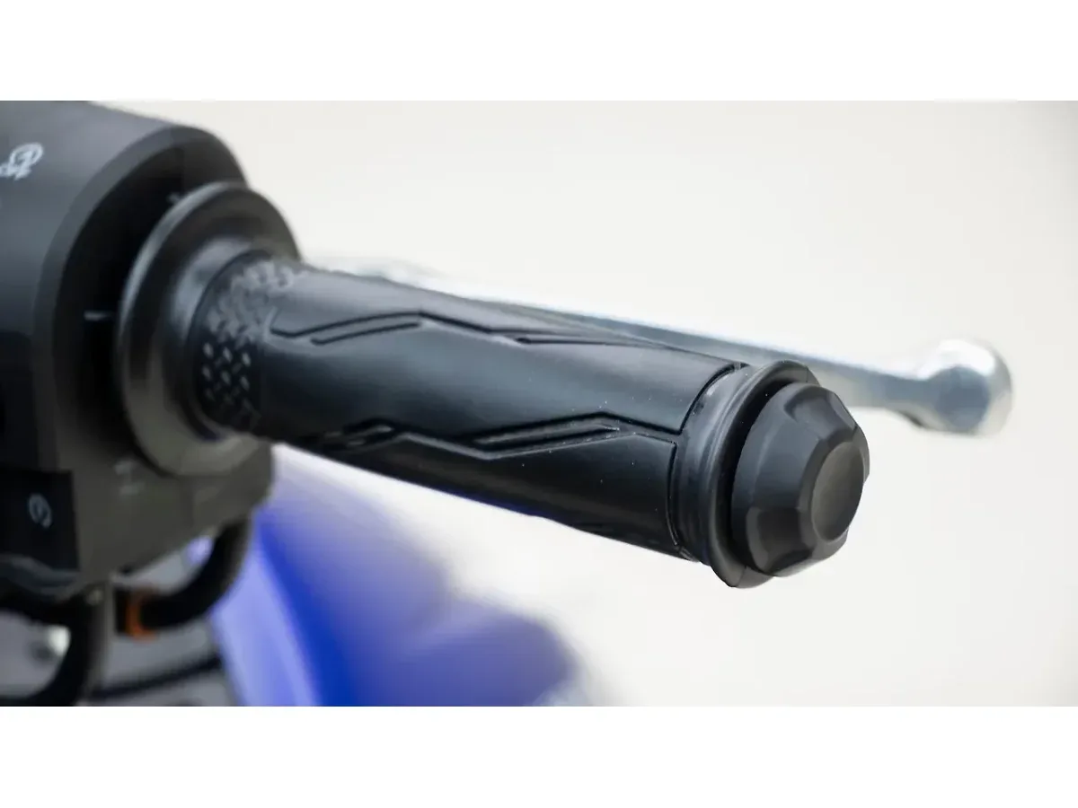 Close-up of the Yamaha Aerox 155 handlebar bar-end weight