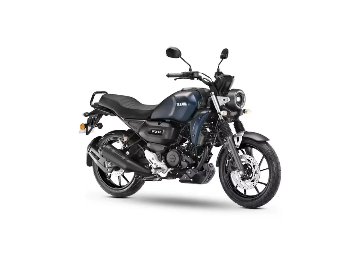 Yamaha FZ-X in Dark Matte Blue shown from the front three-quarter angle