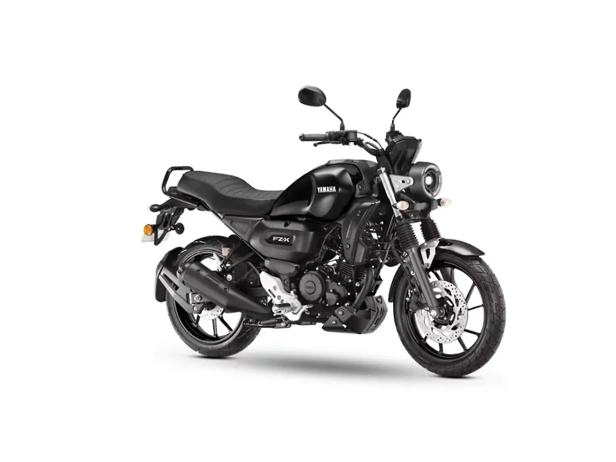Yamaha FZ-X in Metallic Black shown from the front three-quarter angle