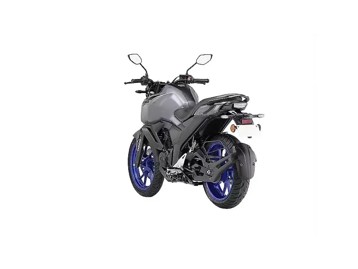 Yamaha FZS-FI V4 motorcycle in a left rear three-quarter view