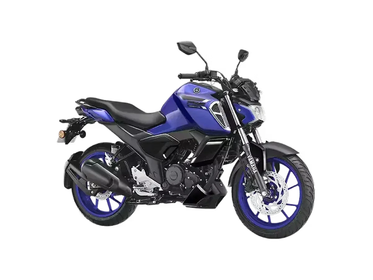 Yamaha FZS-FI V4 motorcycle in a right front three-quarter view