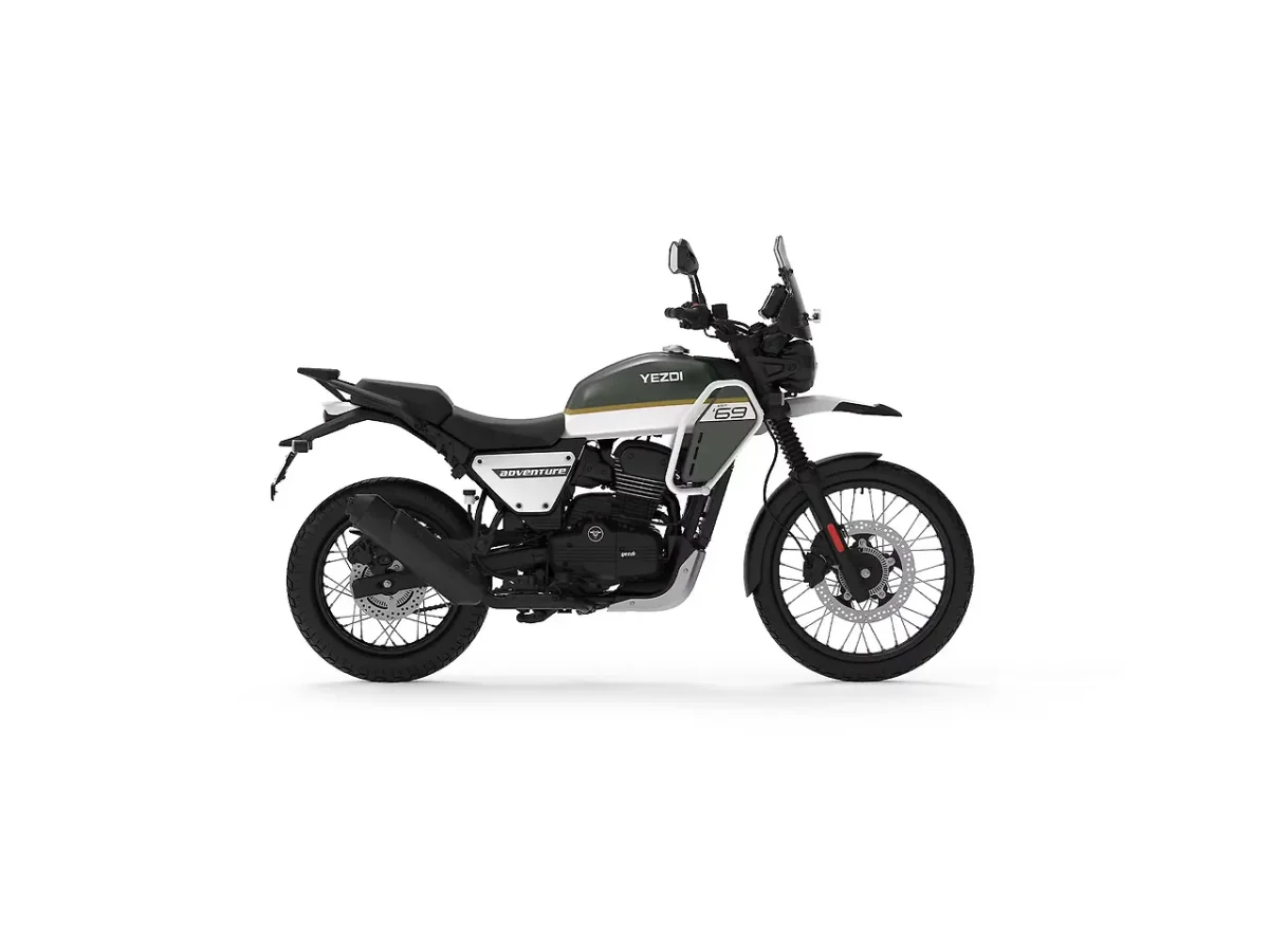Yezdi Adventure Forest Green White side profile