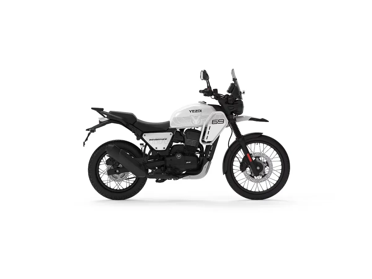 Yezdi Adventure Gloss White side profile