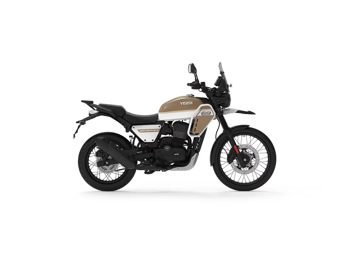 Yezdi Adventure Khaki White side profile