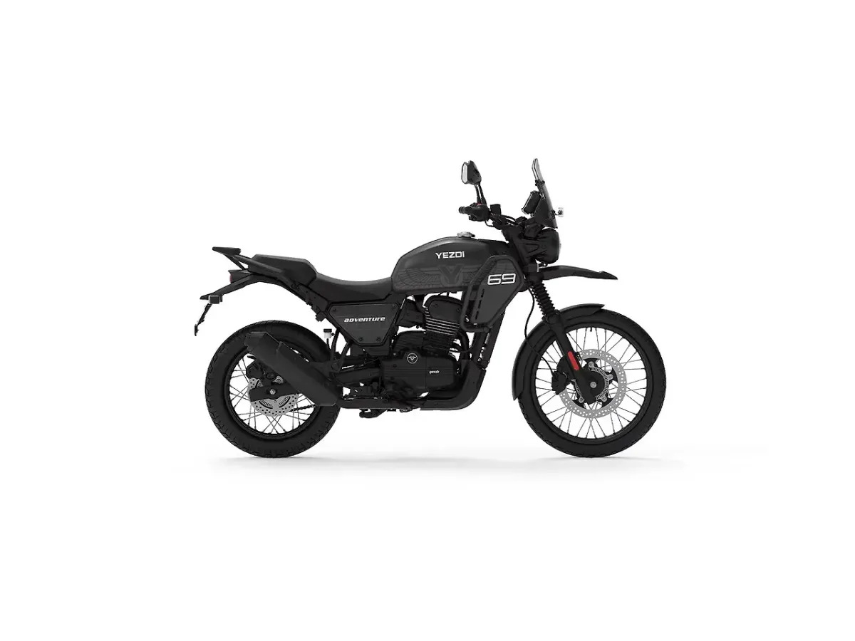 Yezdi Adventure Matte Black side profile