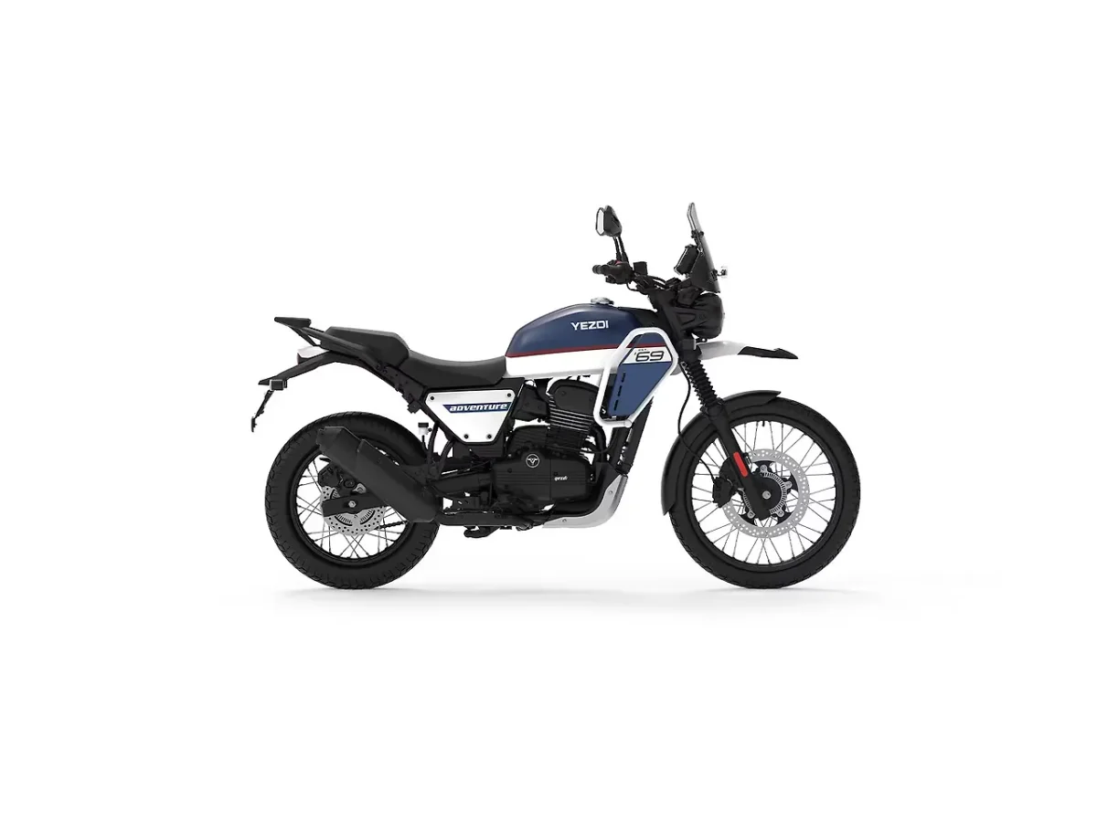 Yezdi Adventure Nebula Blue White side profile