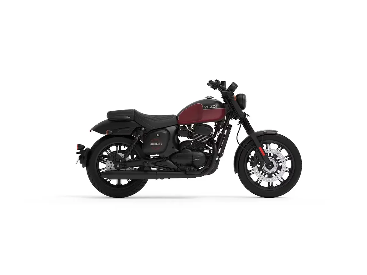 Yezdi Roadster BloodRush Maroon side profile
