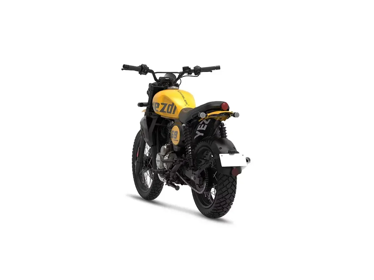 Yezdi Scrambler left rear three-quarter view