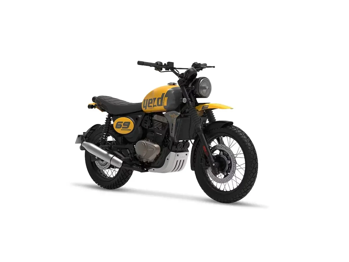 Yezdi Scrambler right front three-quarter view
