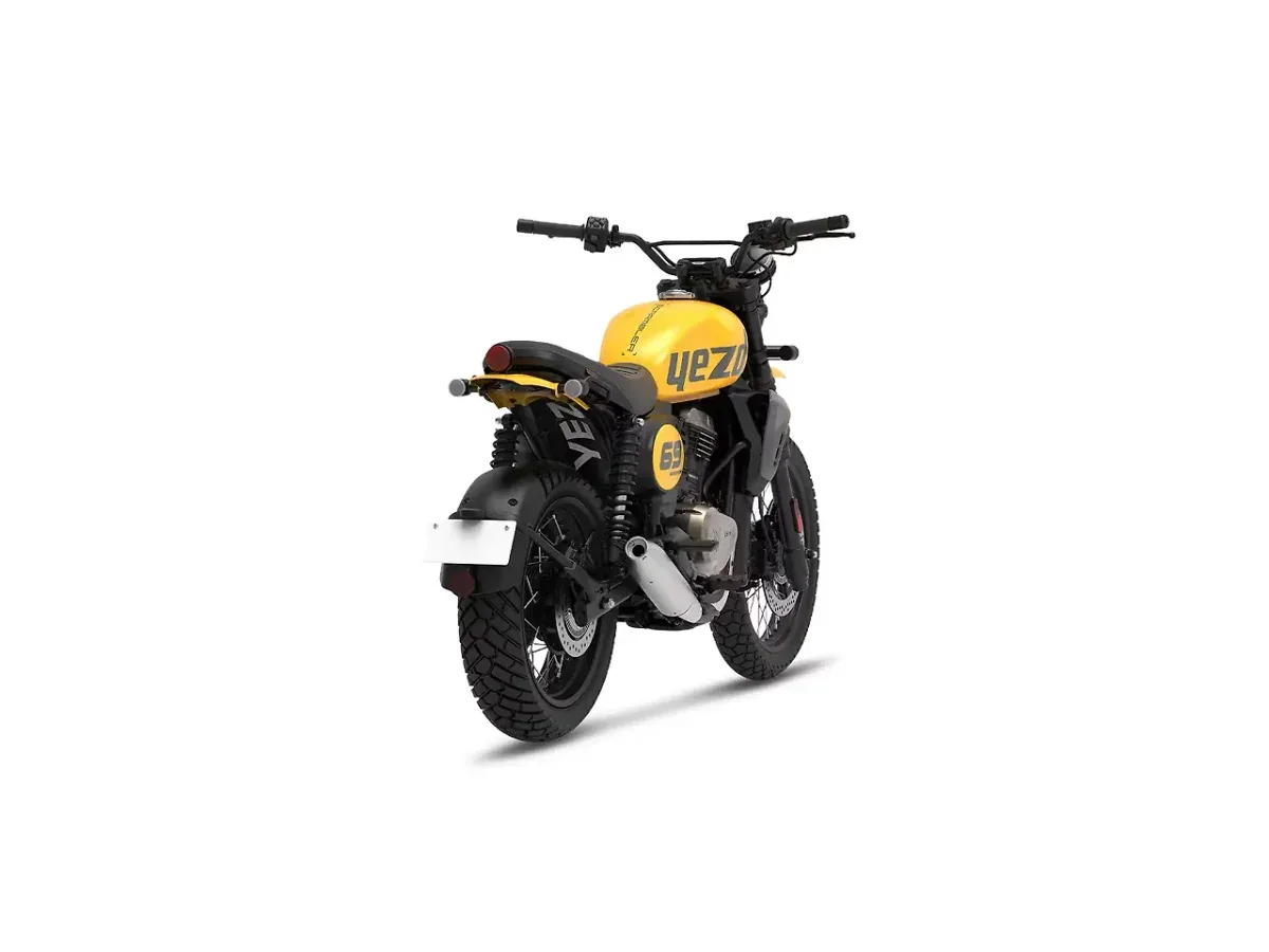 Yezdi Scrambler right rear three-quarter view