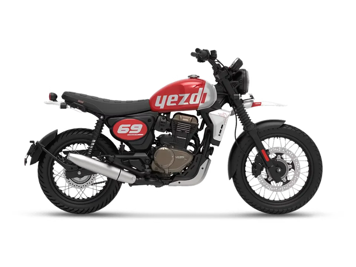 Yezdi Scrambler Rogue Red side profile