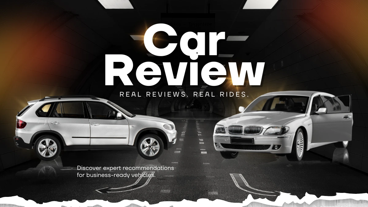 Two cars displayed side by side in a tunnel for car review comparison